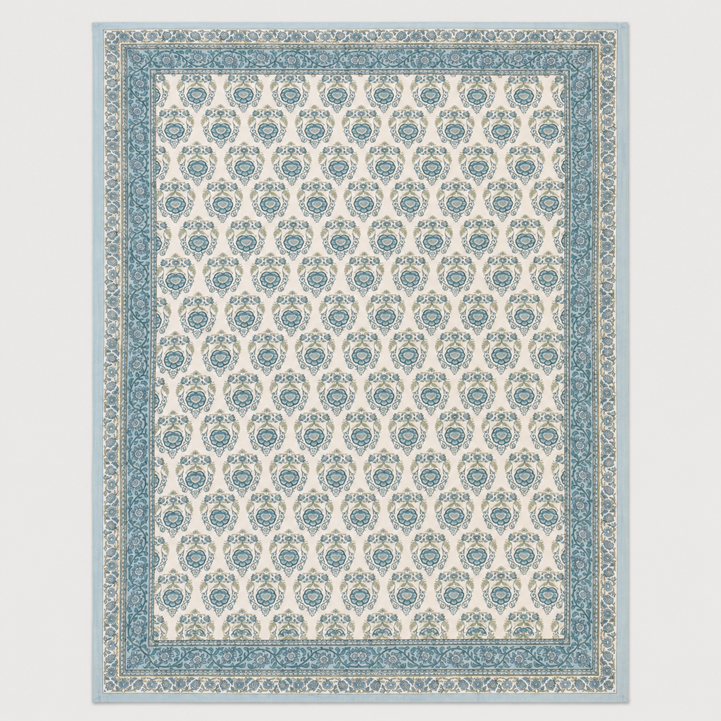 Azure Heritage Floral Table Cover