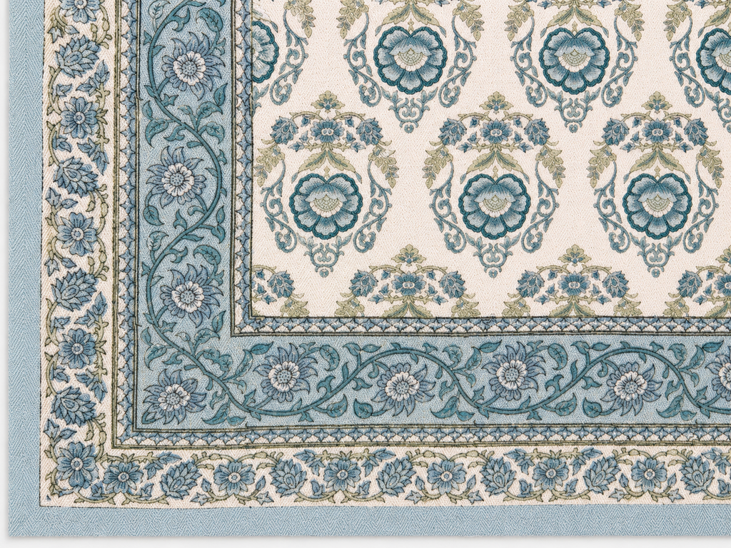 Azure Heritage Floral Table Cover
