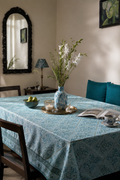Blue Botanical Embroidered Table Cloth
