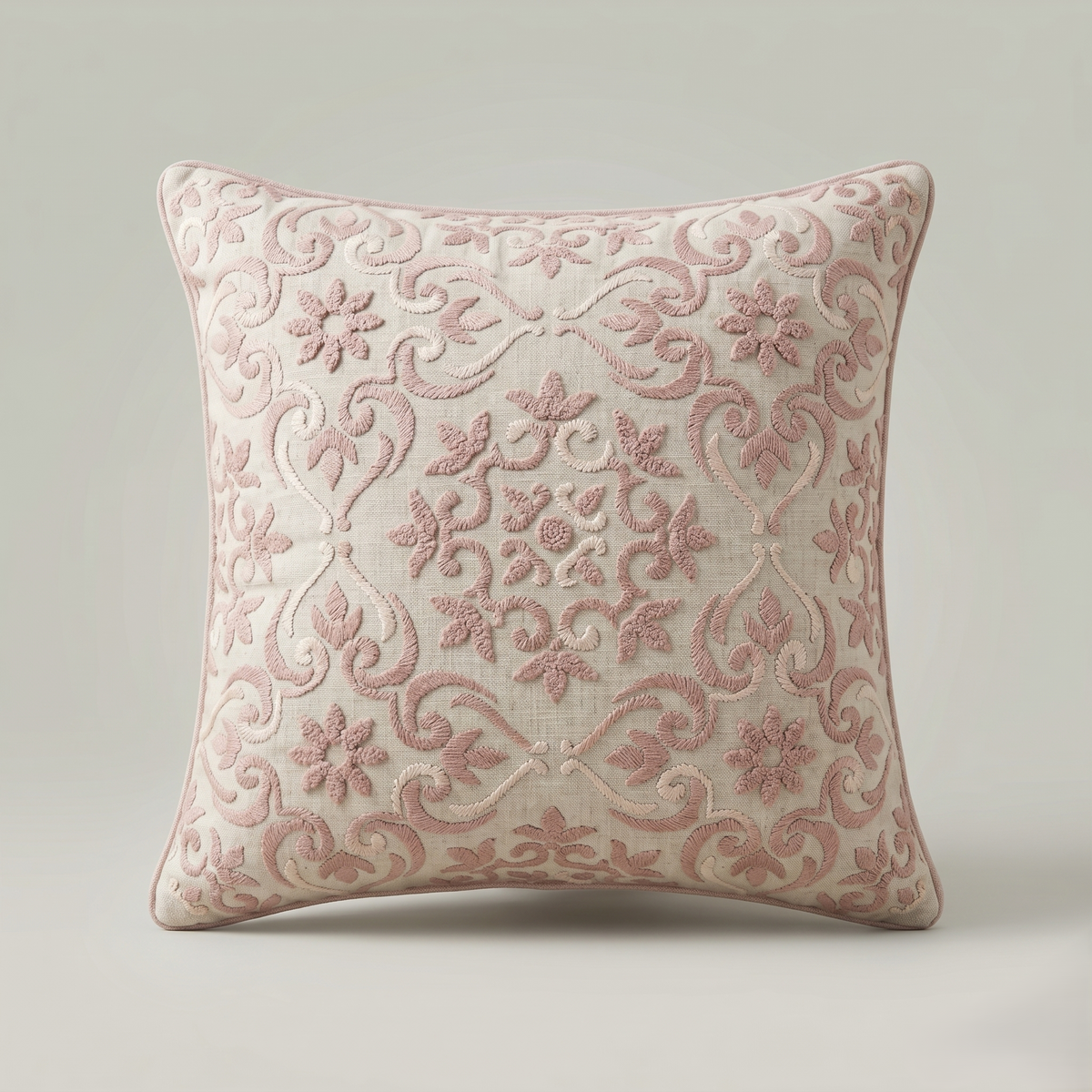 Blush Medallion Embroidered Cushion