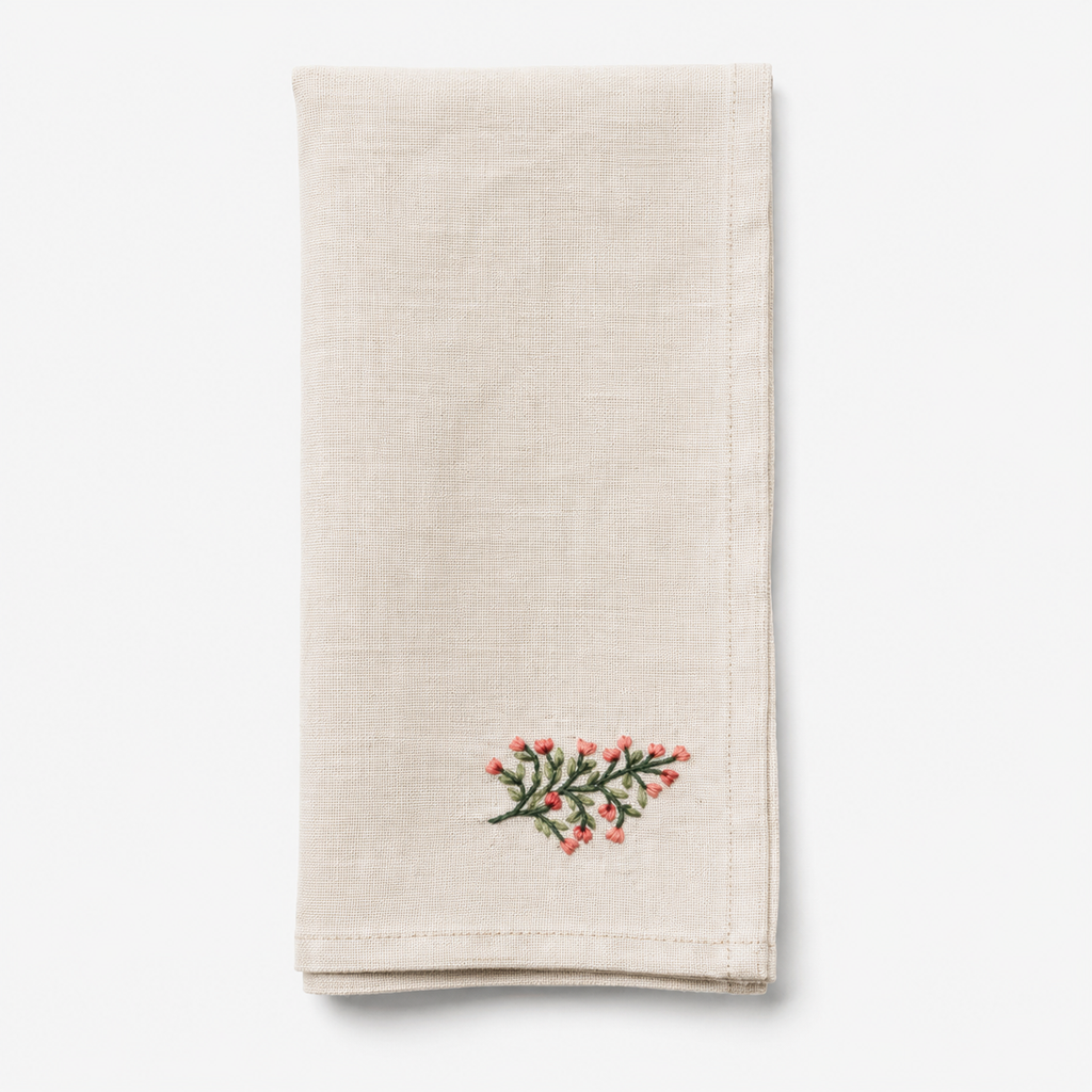 Wildflower Meadow Embroidered Placemat & Napkin