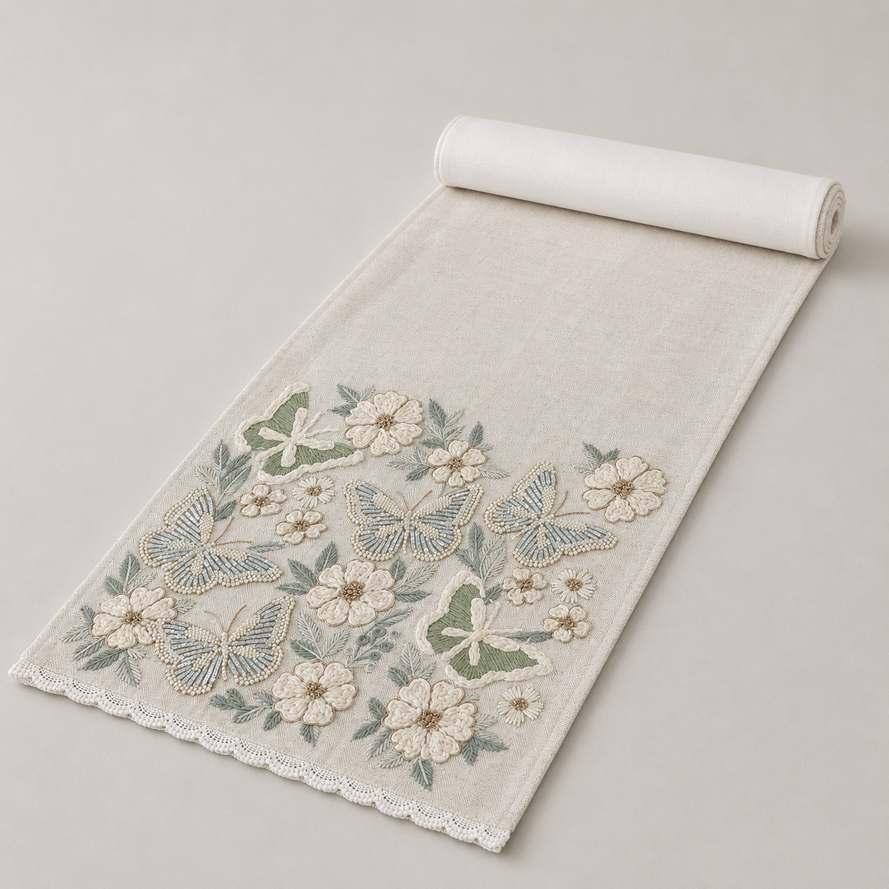 Butterfly Garden Lace Table Runner