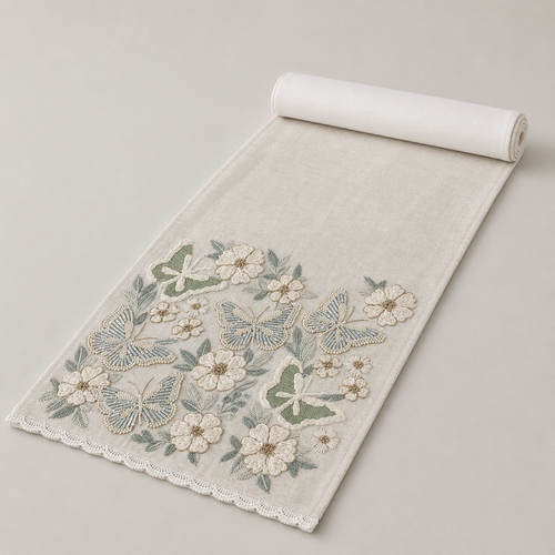 Butterfly Garden Lace Table Runner