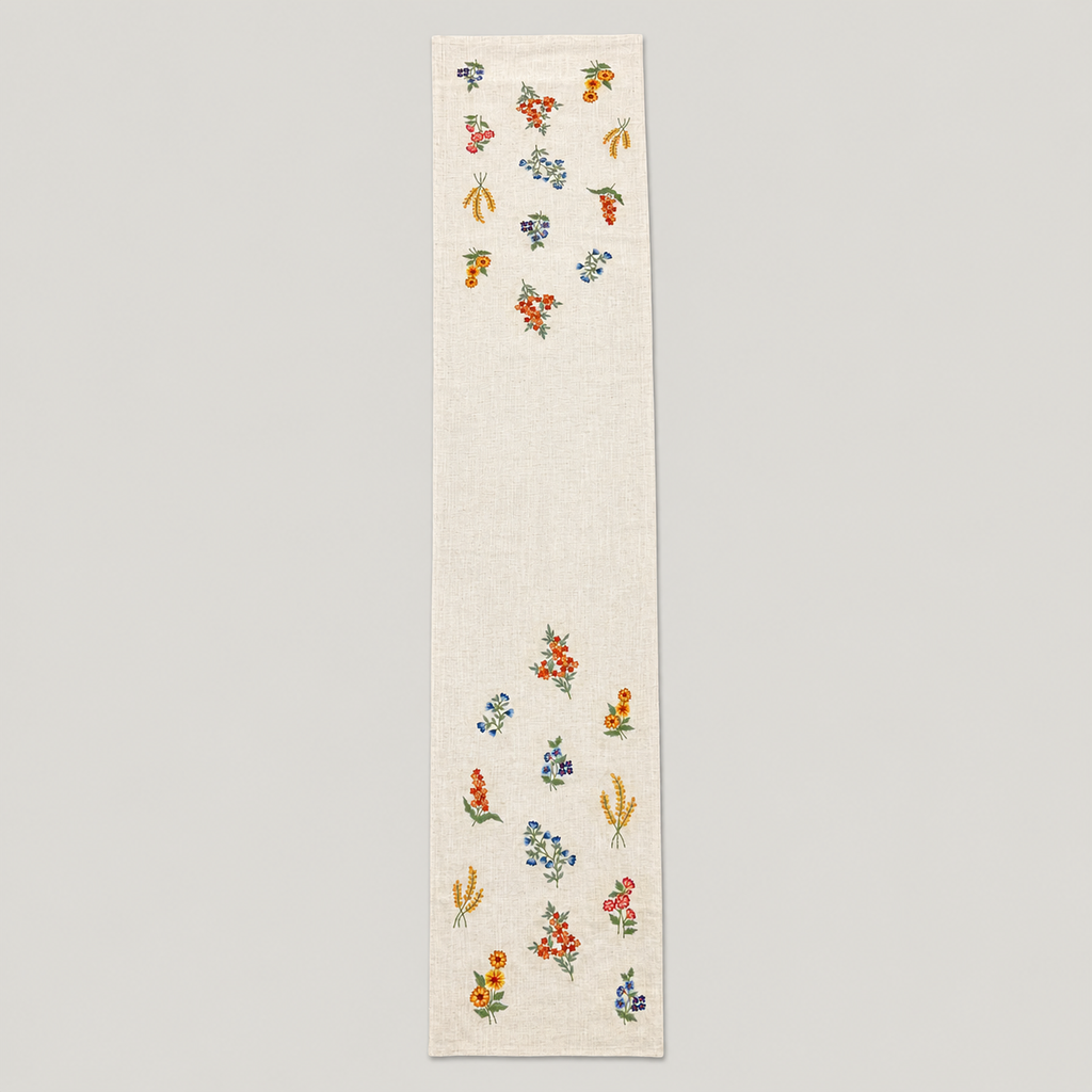 Meadow Sprig Embroidered Runner