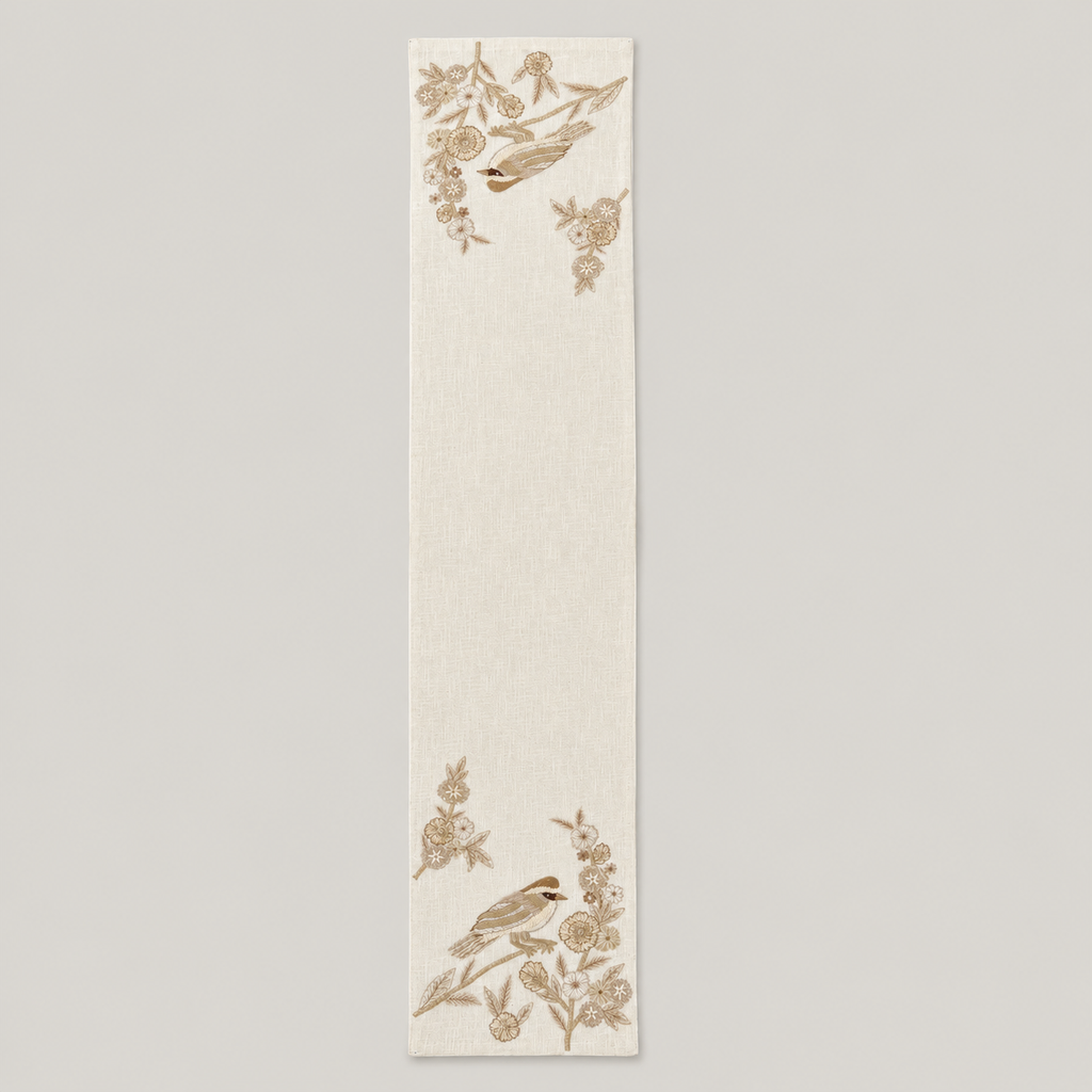 Woodland Songbird Embroidered Runner