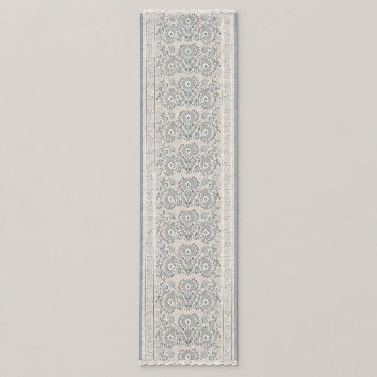 Mist Blue Floral Lace Table Runner
