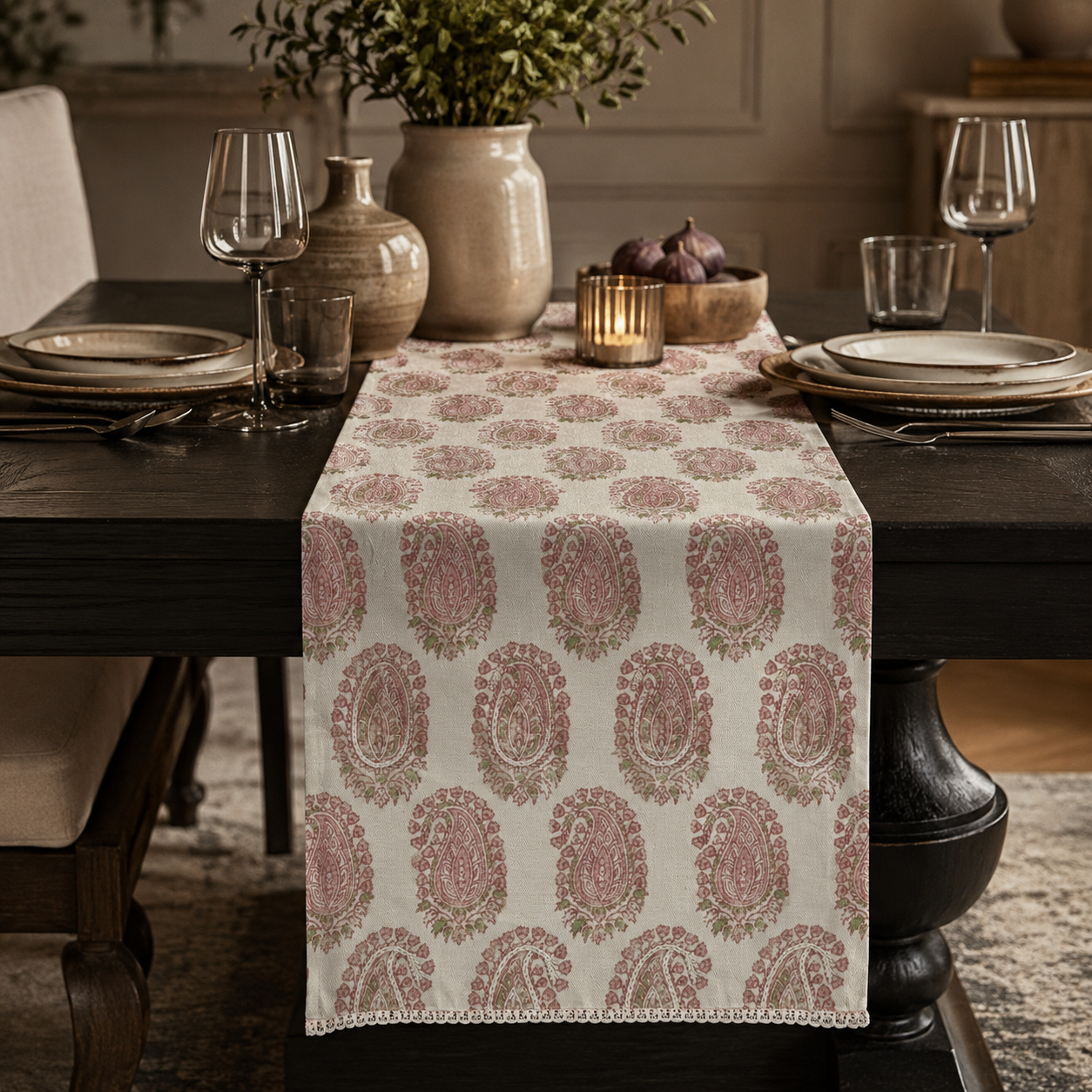 Rose Paisley Table Runner
