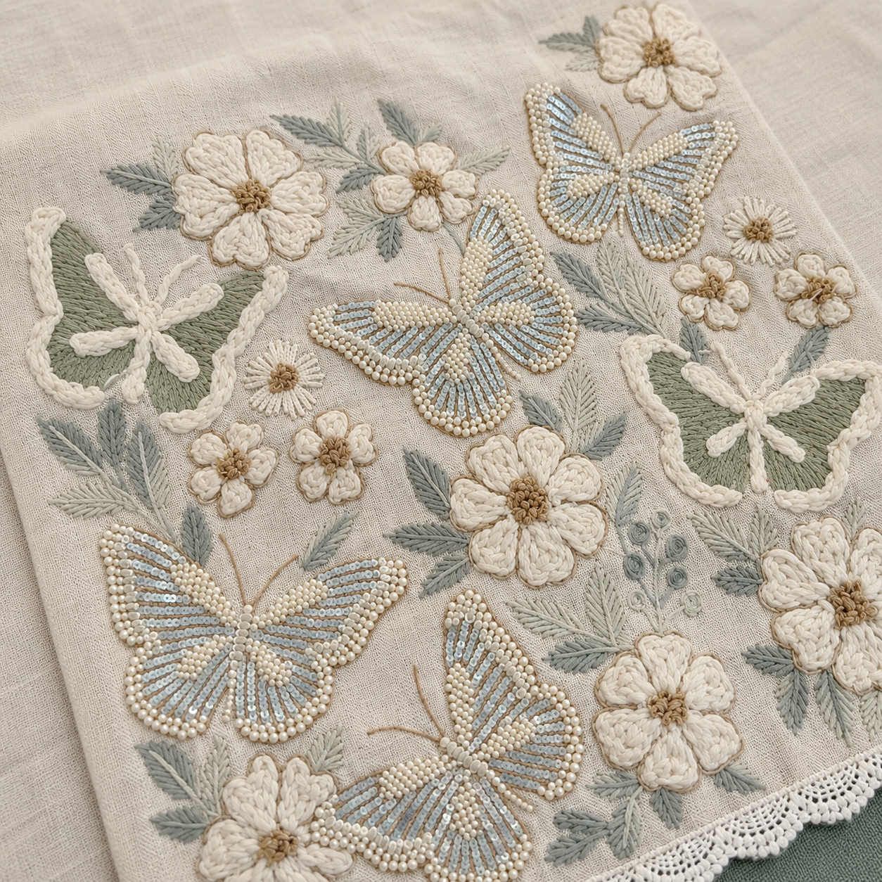 Butterfly Garden Lace Table Runner