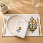 Heritage Bloom Embroidered Placemat & Napkin Set