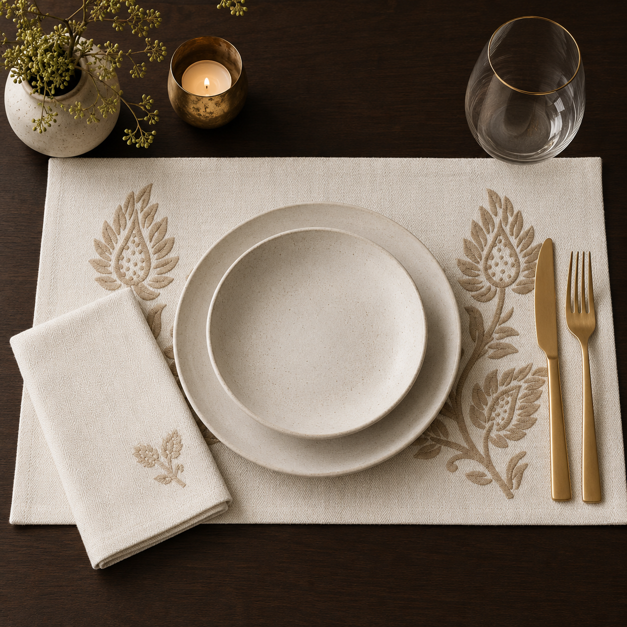 Sand Dune Vine Embroidered Placemat