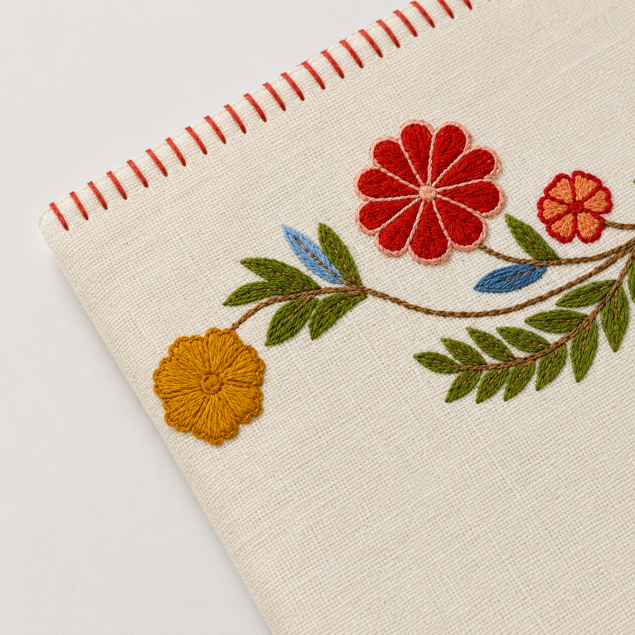 Scarlet Garden Embroidered Placemat & Napkin Set