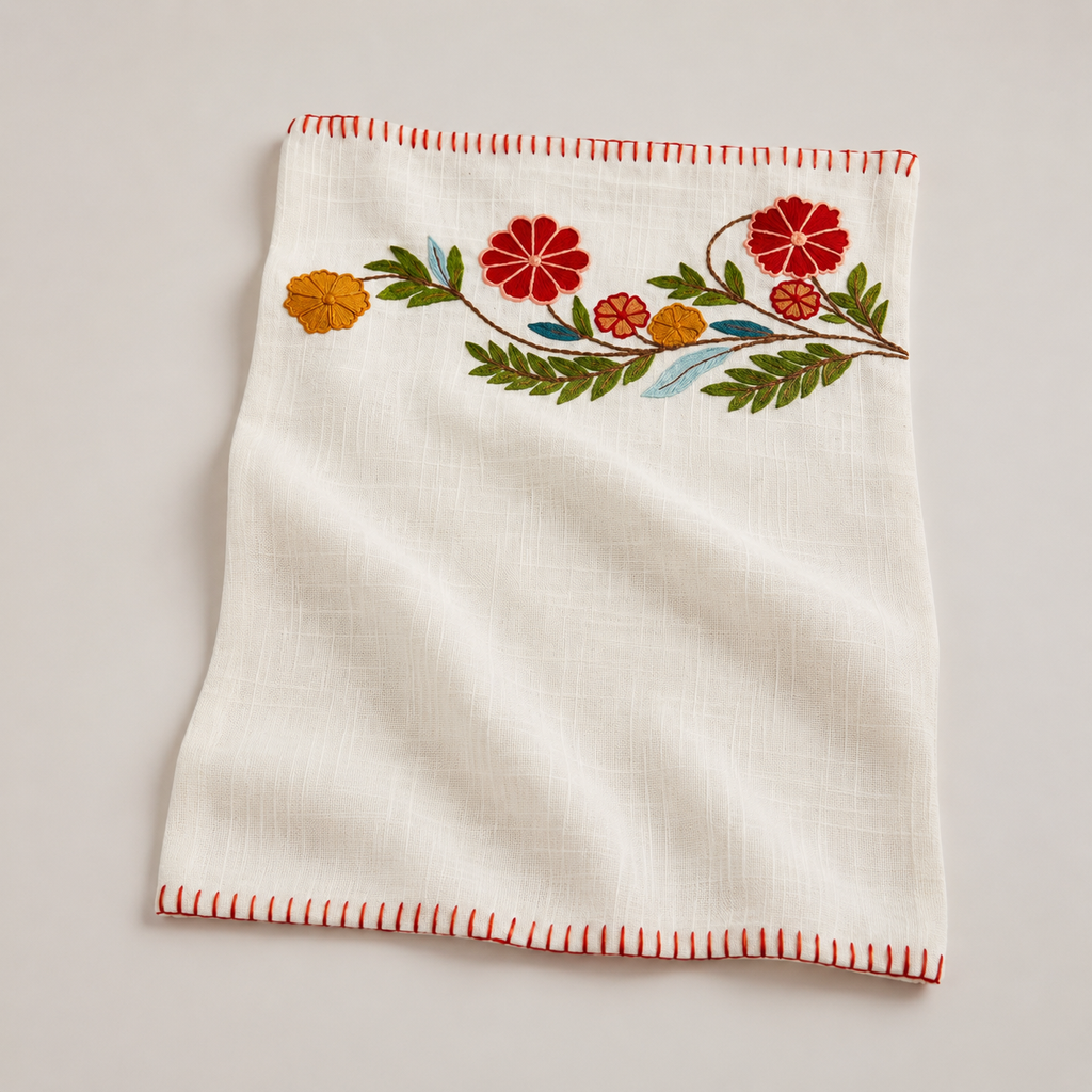 Scarlet Garden Embroidered Placemat & Napkin Set