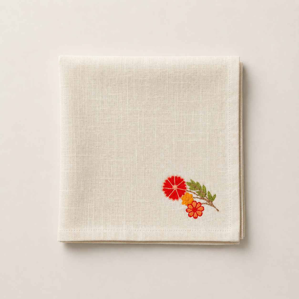 Scarlet Garden Embroidered Placemat & Napkin Set