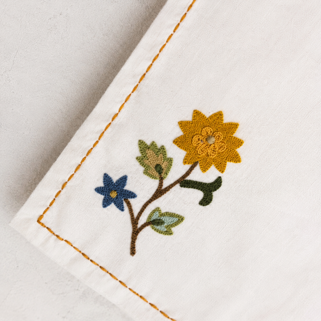 Blue Border Bloom Placemat & Napkin Set