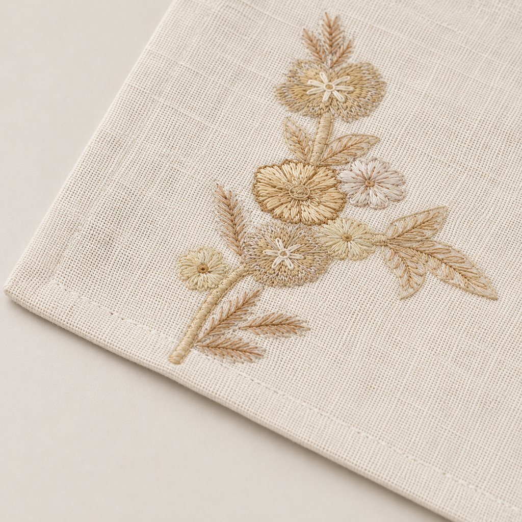 Ivory Garden Embroidered Placemat & Napkin Set