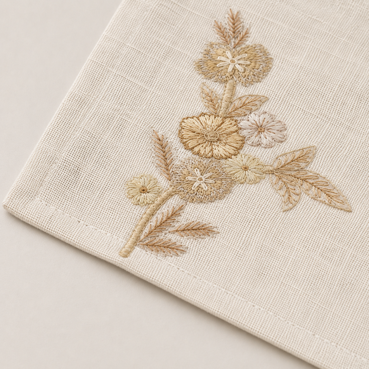 Ivory Garden Embroidered Placemat & Napkin Set