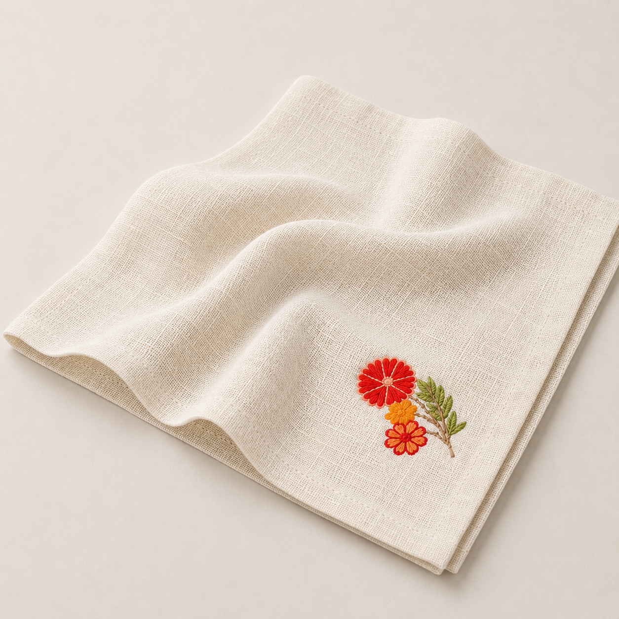Scarlet Garden Embroidered Placemat & Napkin Set