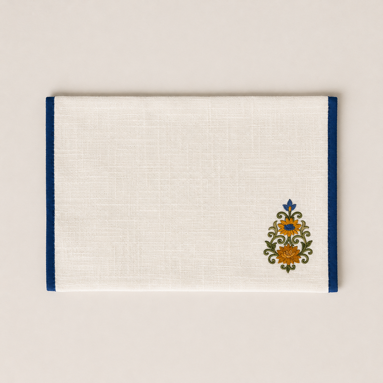 Blue Border Bloom Placemat & Napkin Set