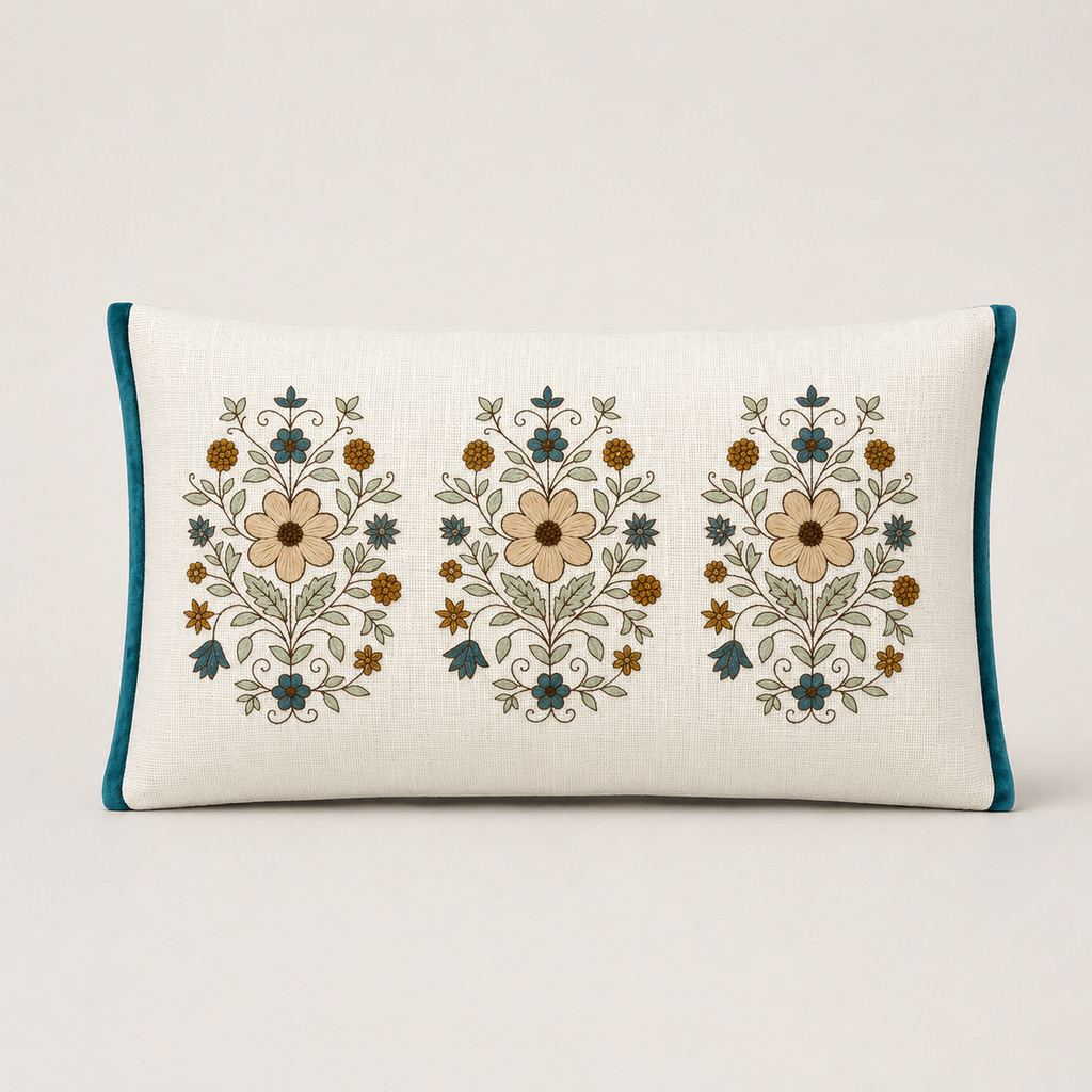 Meadow Bloom Embroidered Cushion Cover