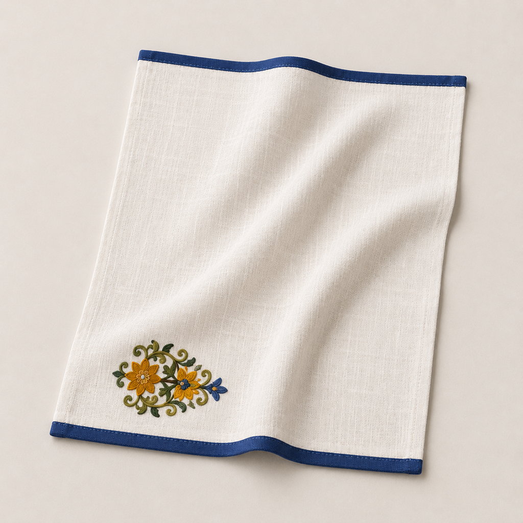 Blue Border Bloom Placemat & Napkin Set