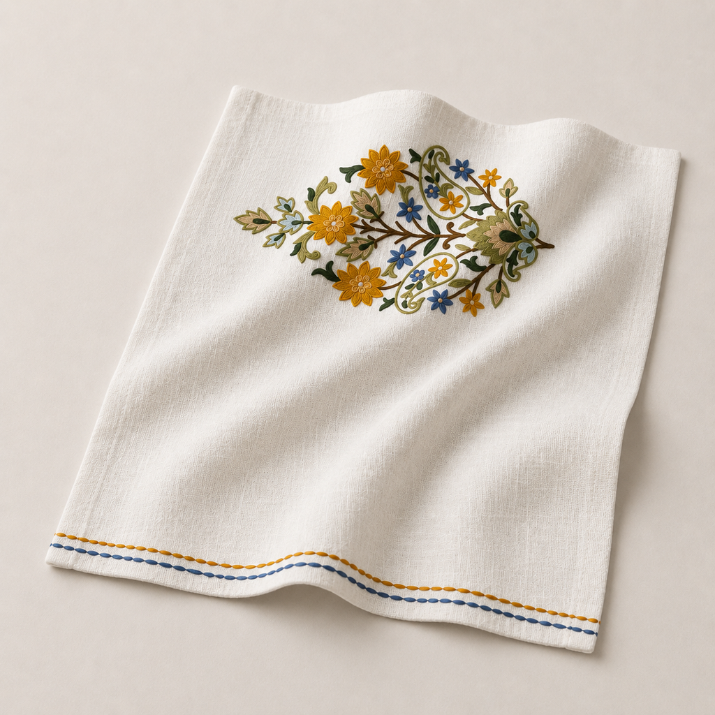 Heritage Bloom Embroidered Placemat & Napkin Set