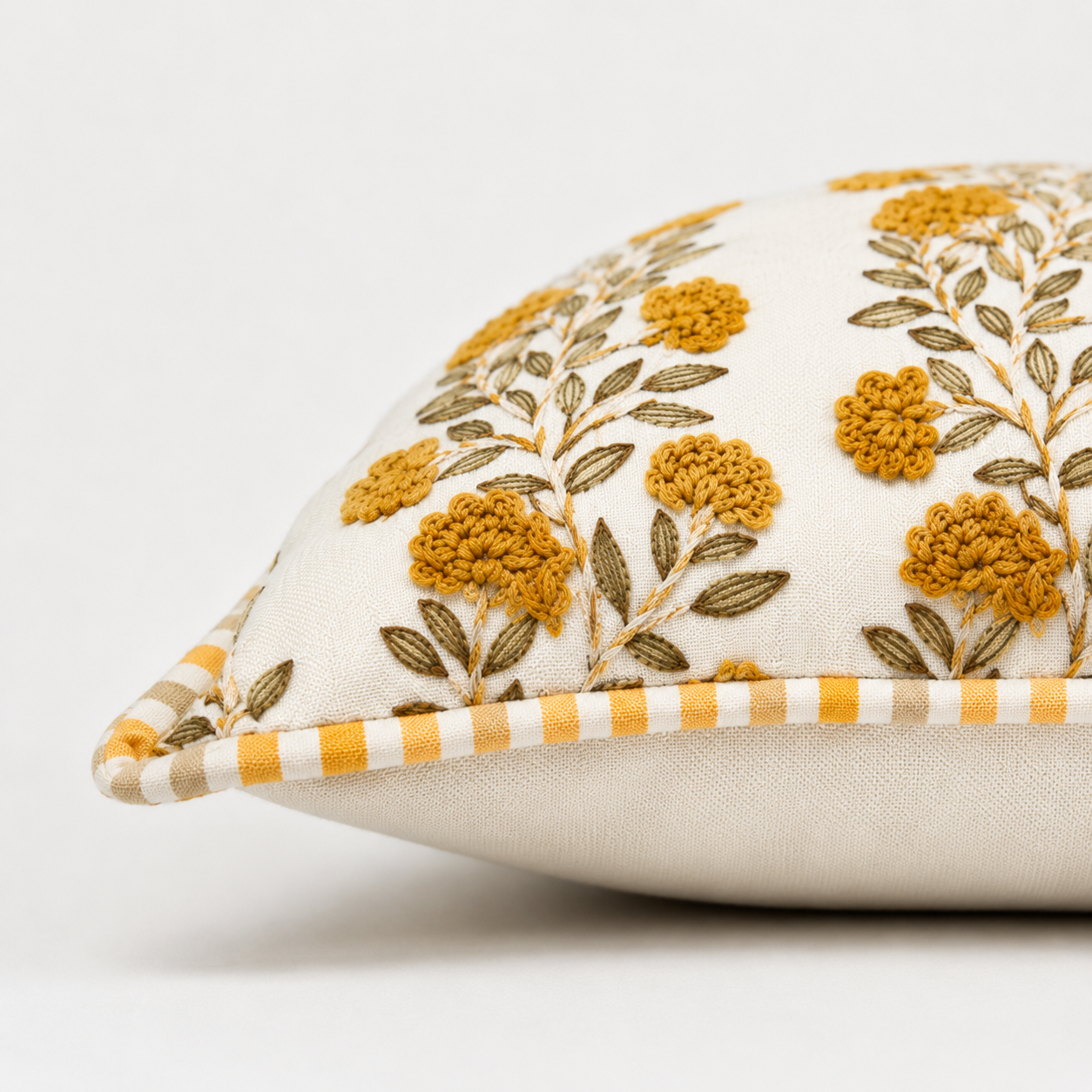 Golden Meadow Floral Cushion