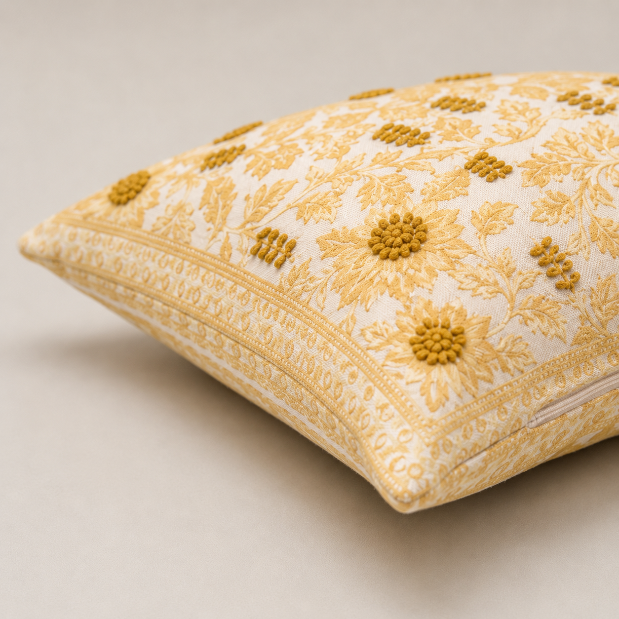 Golden Vine Floral Cushion
