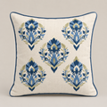 Azure Bloom Embroidered Cushion