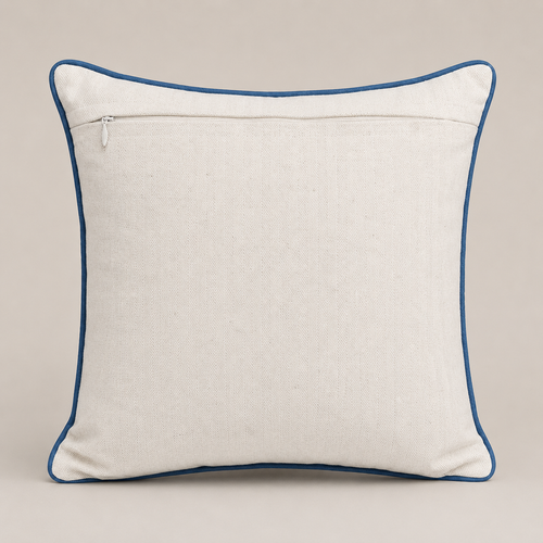 Azure Bloom Embroidered Cushion