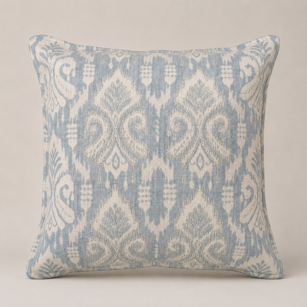 Powder Blue Ikat Cushion