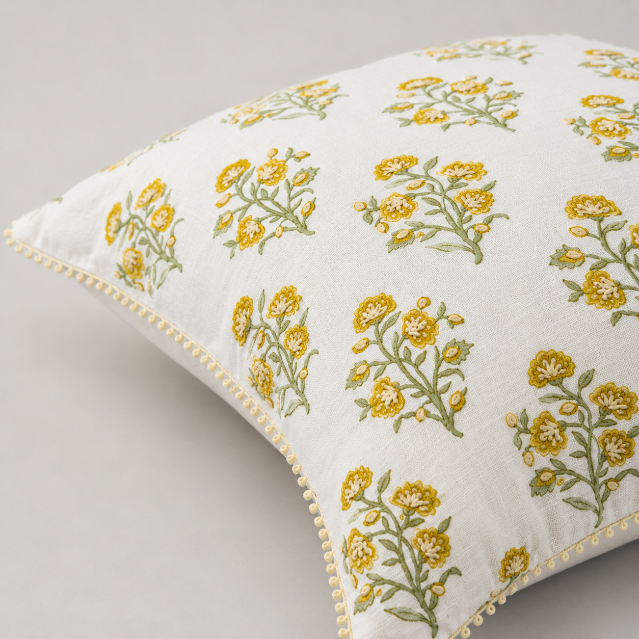 Golden Meadow Blossom Cushion