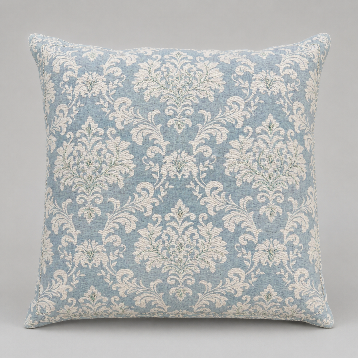 Powder Blue Damask Cushion