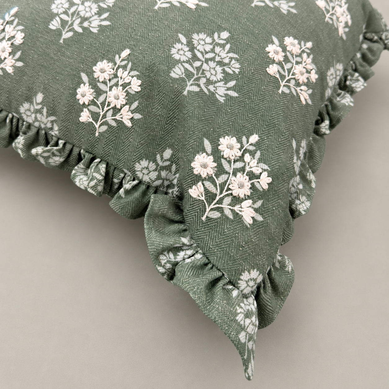 Sage Meadow Floral Cushion