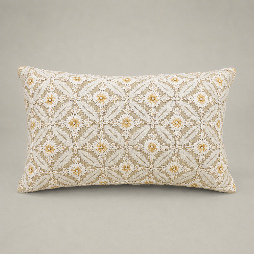 Grey Daisy Trellis Cushion