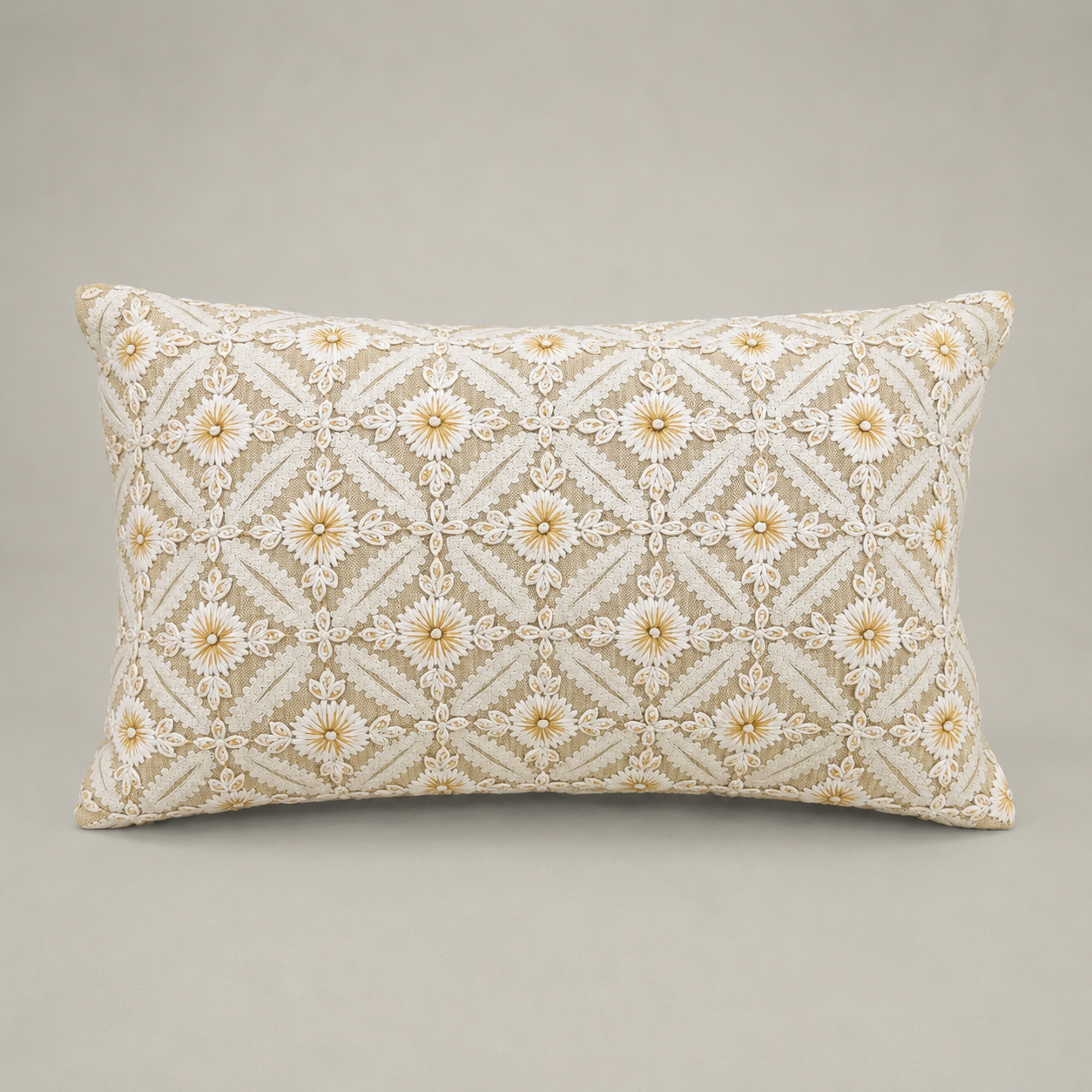 Grey Daisy Trellis Cushion