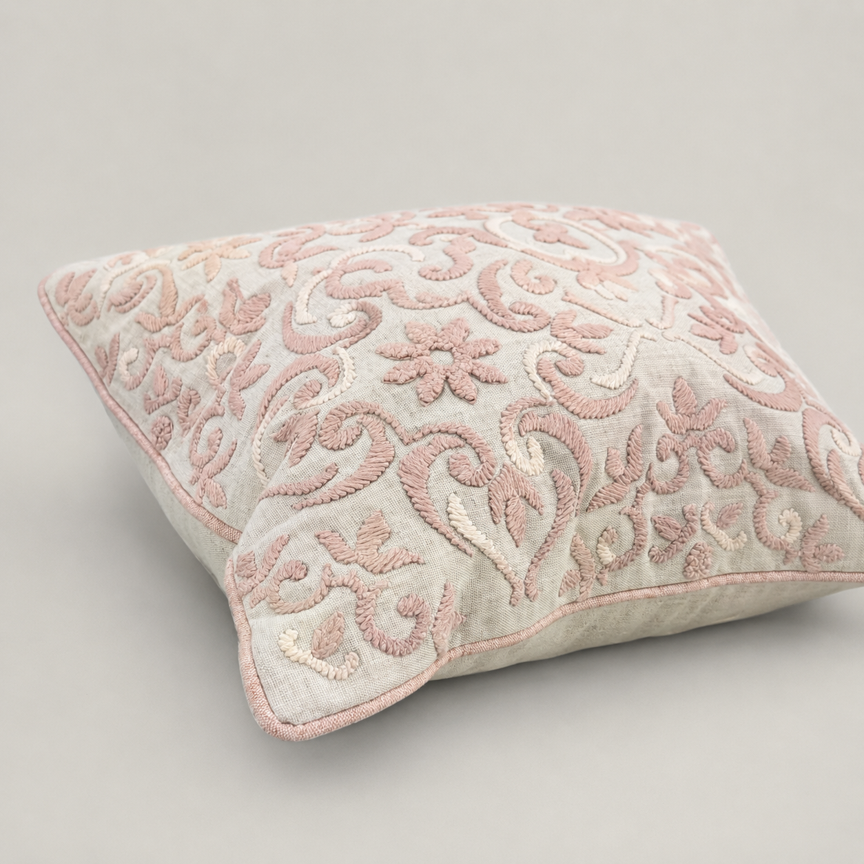 Blush Medallion Embroidered Cushion