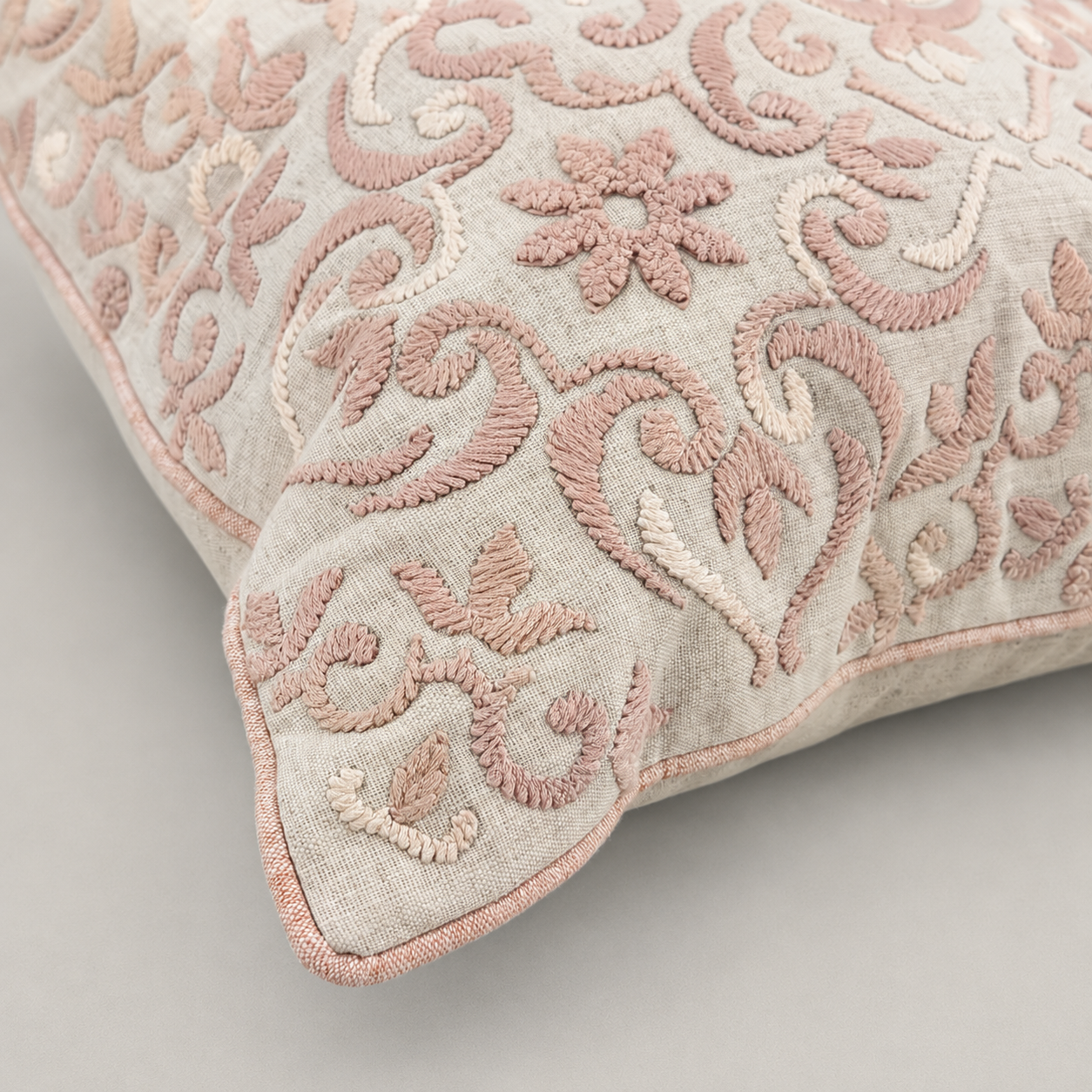 Blush Medallion Embroidered Cushion