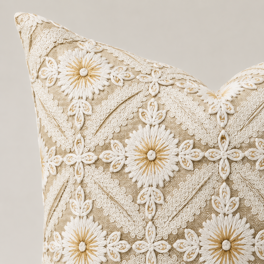 Grey Daisy Trellis Cushion