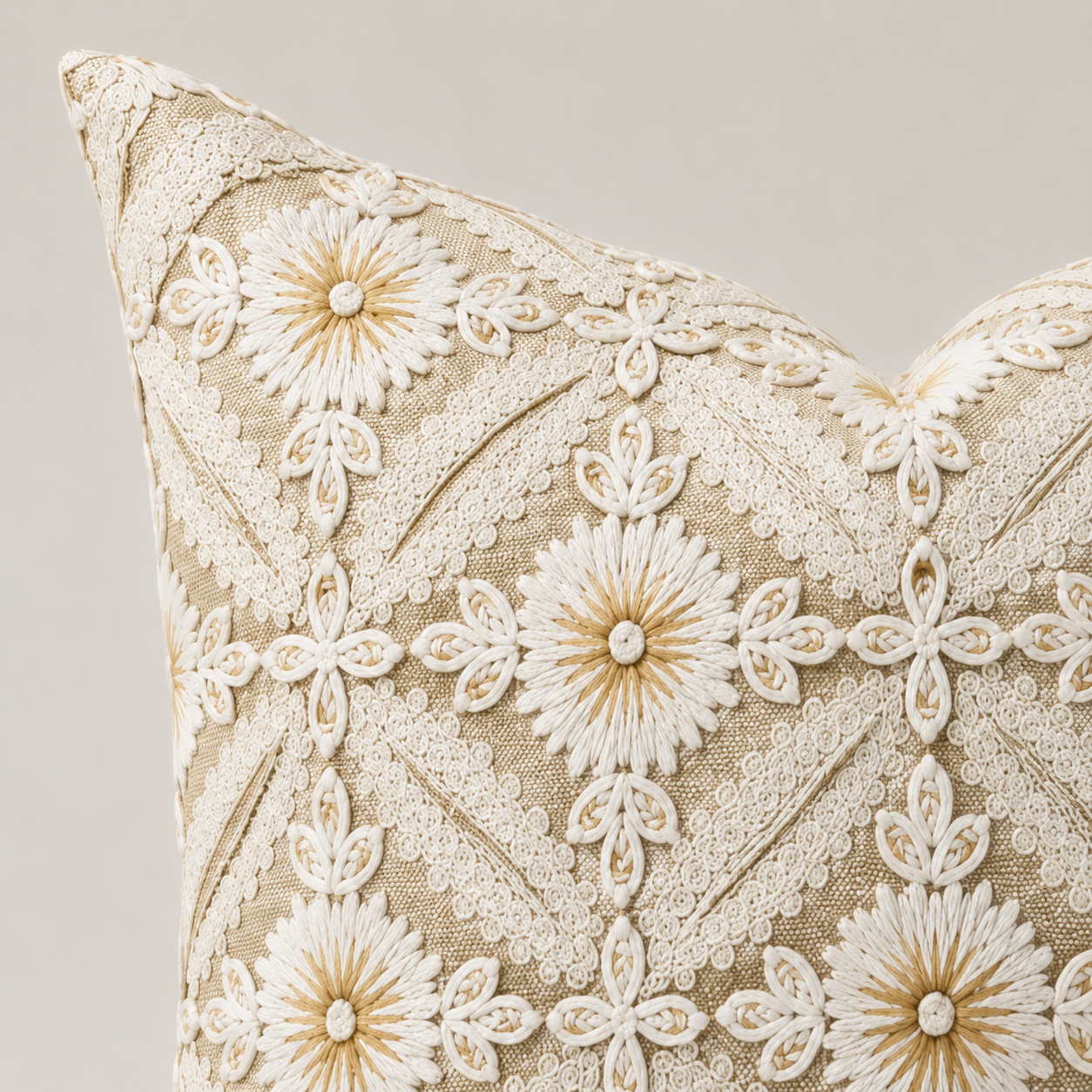 Grey Daisy Trellis Cushion