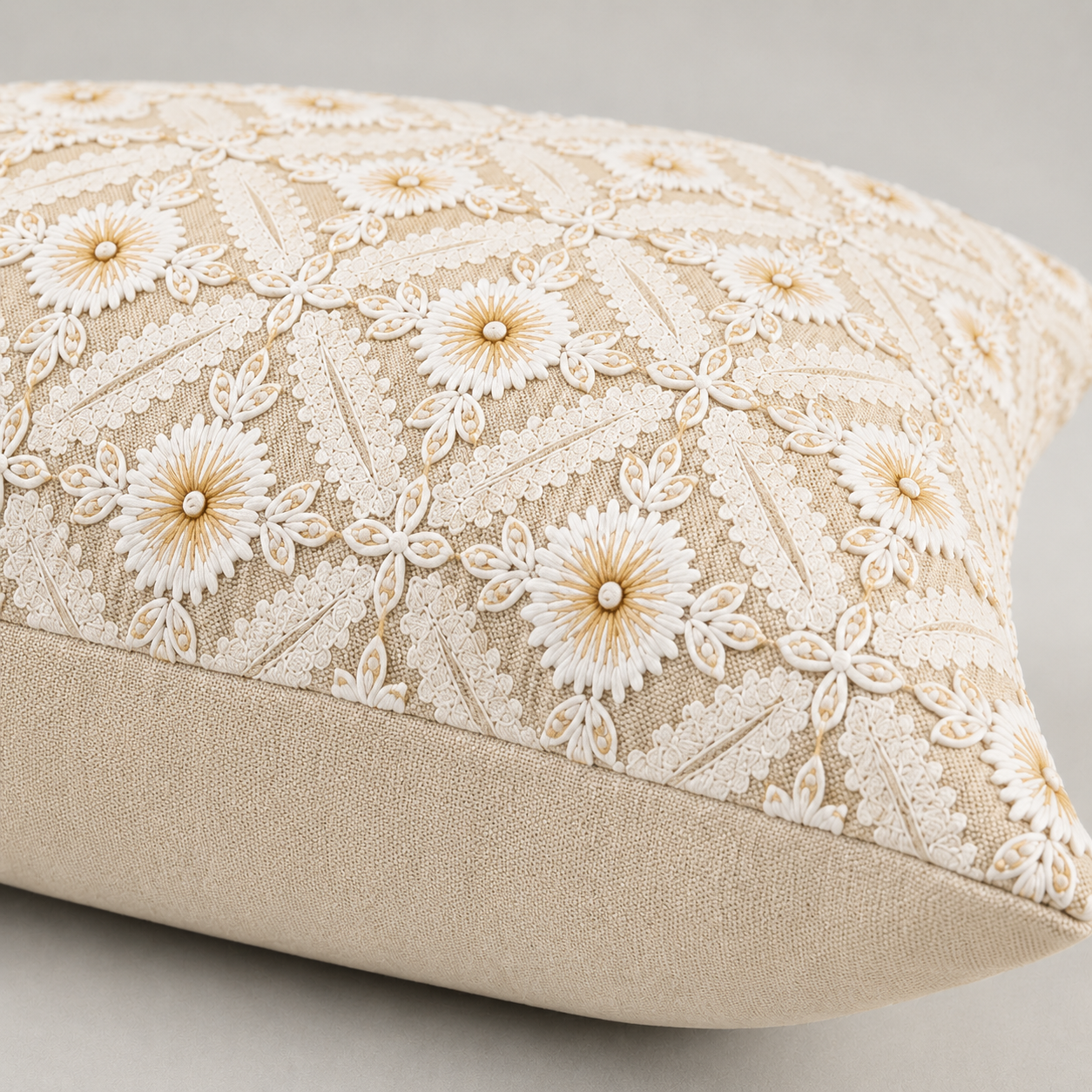 Grey Daisy Trellis Cushion