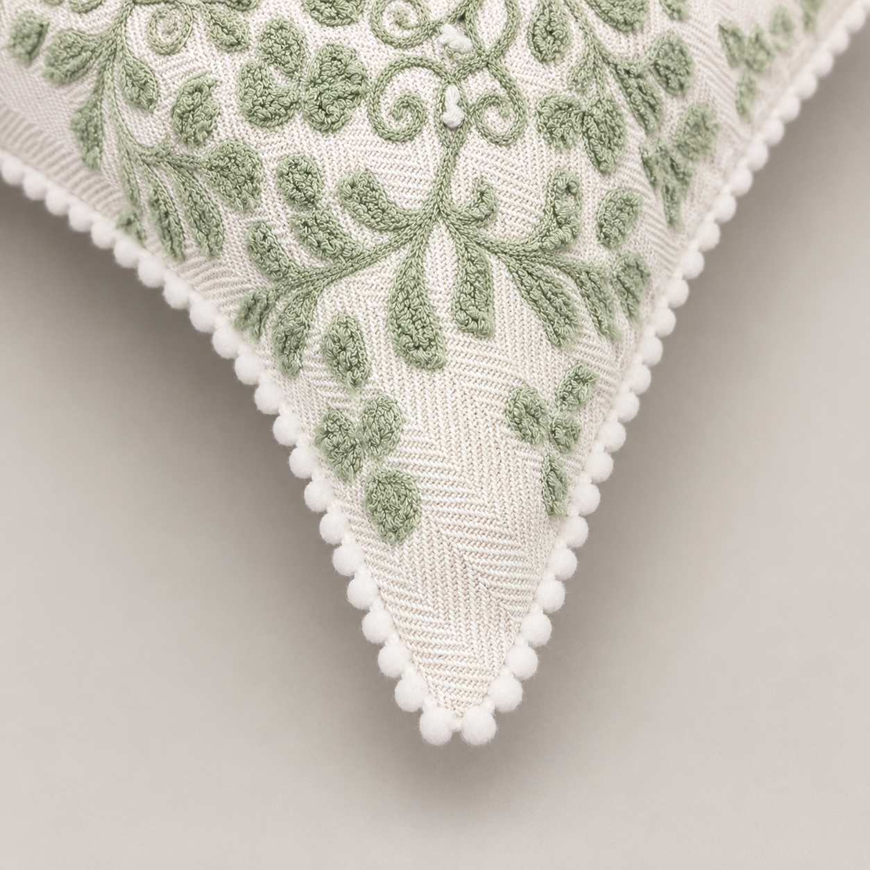 Sage Medallion Embroidered Cushion