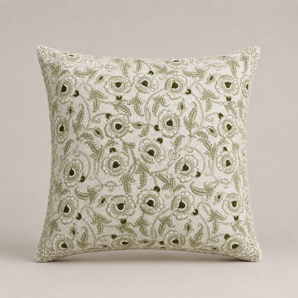 Olive Blossom Vine Cushion