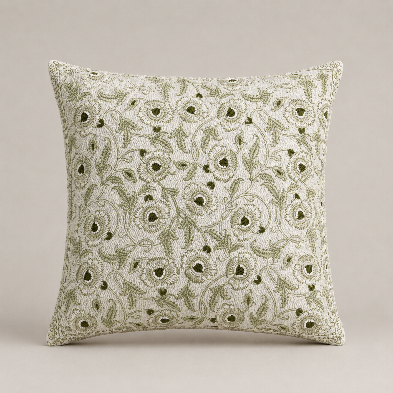 Olive Blossom Vine Cushion
