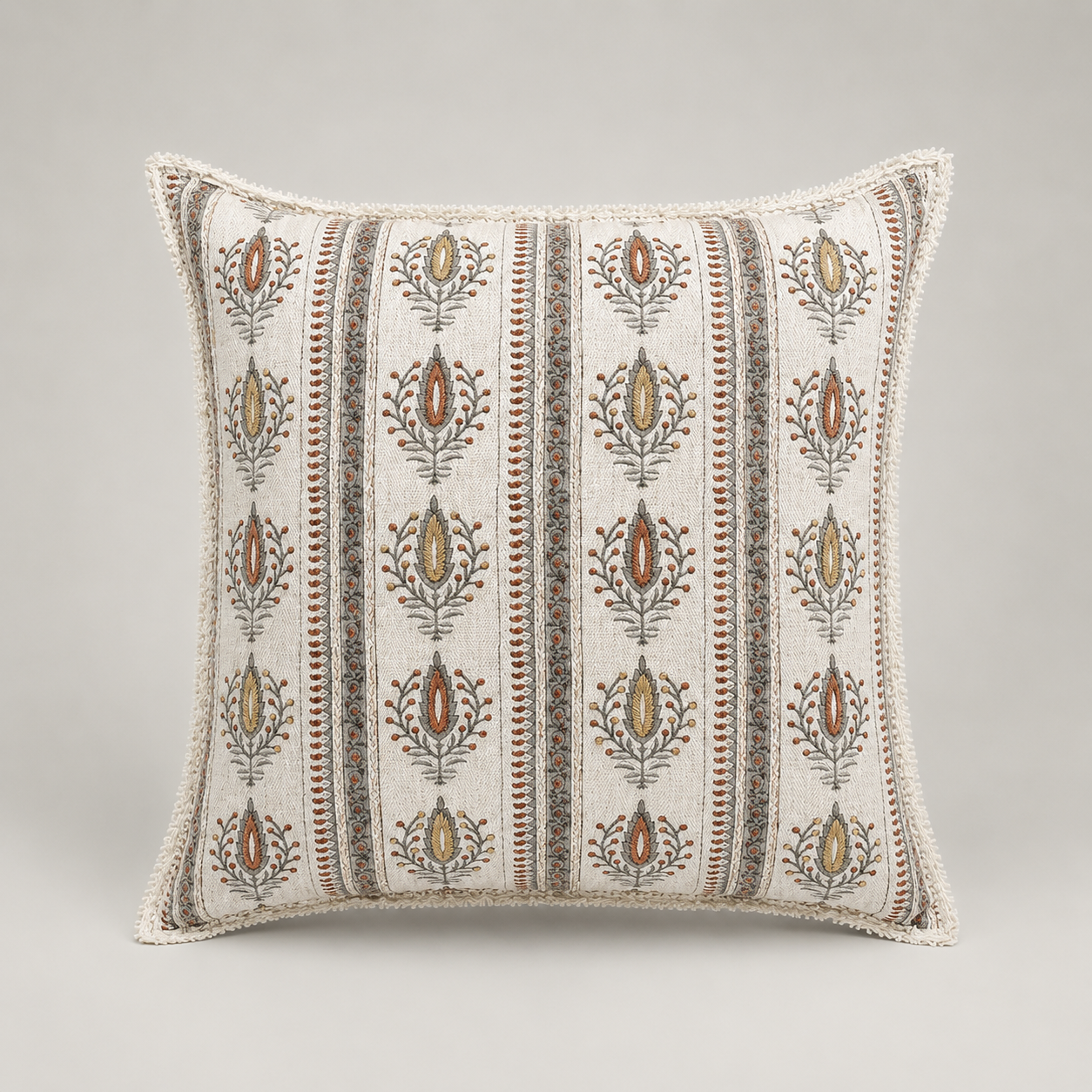 Rustic Floral Stripe Cushion