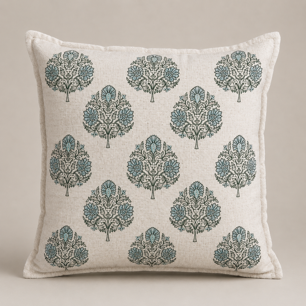 Azure Floral Buta Cushion