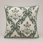 Verdant Scroll Blossom Cushion