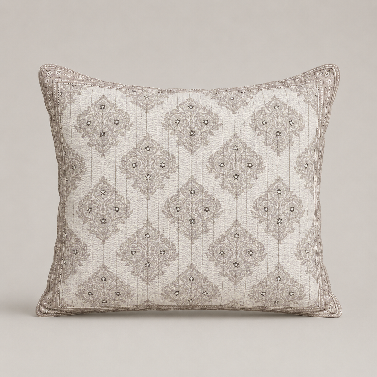 Taupe Floral Trellis Cushion
