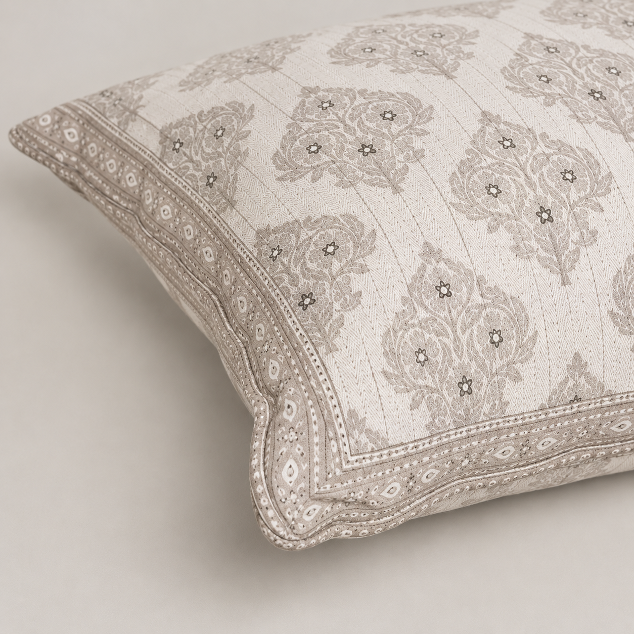 Taupe Floral Trellis Cushion