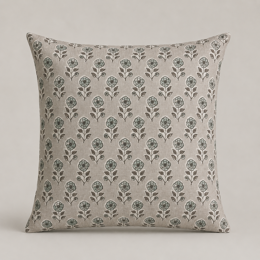 Taupe Blossom Buti Cushion