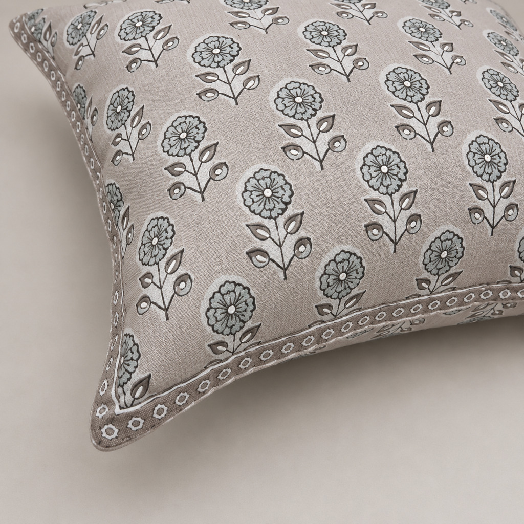 Taupe Blossom Buti Cushion